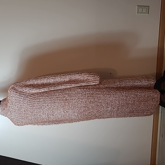 BOBEAU Brick Orange & White Eyelash Sweater Open Duster Cardigan L nwot - Picture 3 of 7